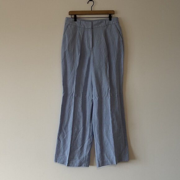 LOFT Linen Blend Wide Leg Pants Baby Blue Women’s 10 TALL FIT Coastal Career - Picture 1 of 16